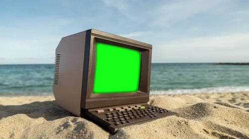 Computer mit grünem Bildschirm