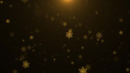 Elegant Golden Snowflakes Particles Falling Loop Background