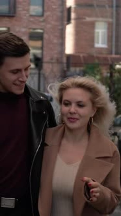 Vertical Couple Lifestyle City Walk Guy Girlfriend