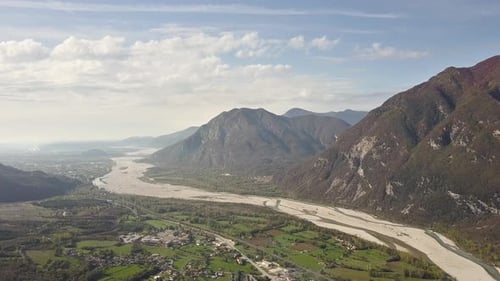Aerial View of Majestic European Alps Mountains
