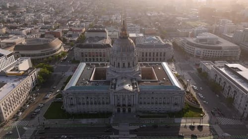 Aerial View of San Francisco City Hall Highlighting Its Beauty Amid the City Skyline