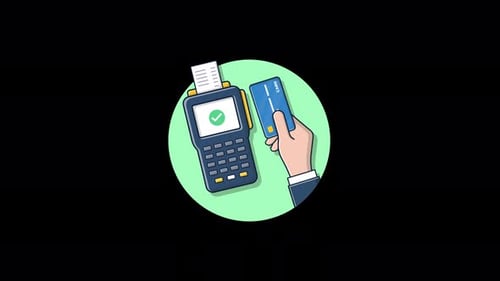 POS Machine with Bank Card. Make a Payment Concept Animation Video - Transparent