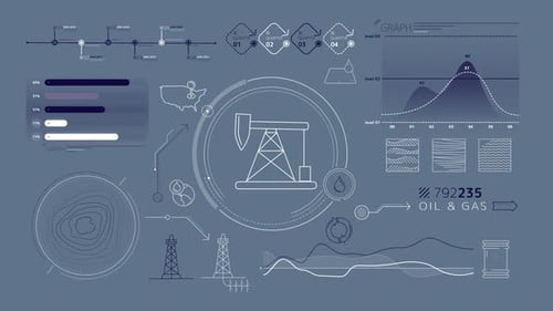 Animation of Infographics About Oil Production on Alpha Channel