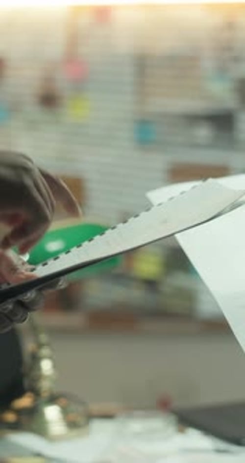 Hands, person and detective with folder in office for briefing, forensic report and case evidence