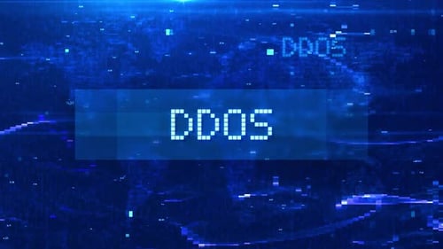 HD DDOS Digital Text Animation over Futuristic World Map and HUD Effects