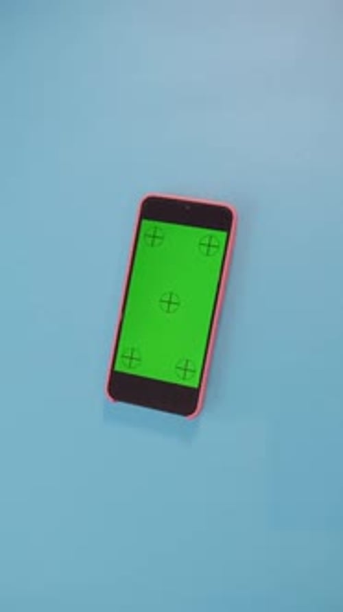 Vertical Green Screen Smartphone Cyan Background