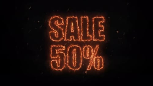 Burning Sale 50% Text Reveal Animation