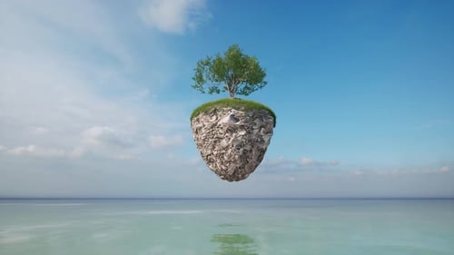 Floating Island on Sea Fantasia Fairy Tales