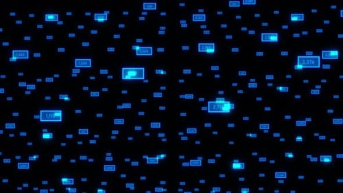 Randomly Number Moving On Square Shape. Digital Square Shape Animation With Number Animation. Flying
