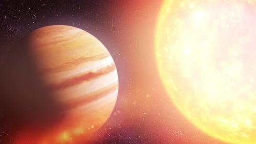 Rotating Gas Giant Planet and Pulsating Star Animation