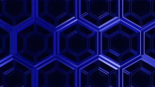 Fondo de animación de bucle de túnel hexagonal de cuadrícula azul