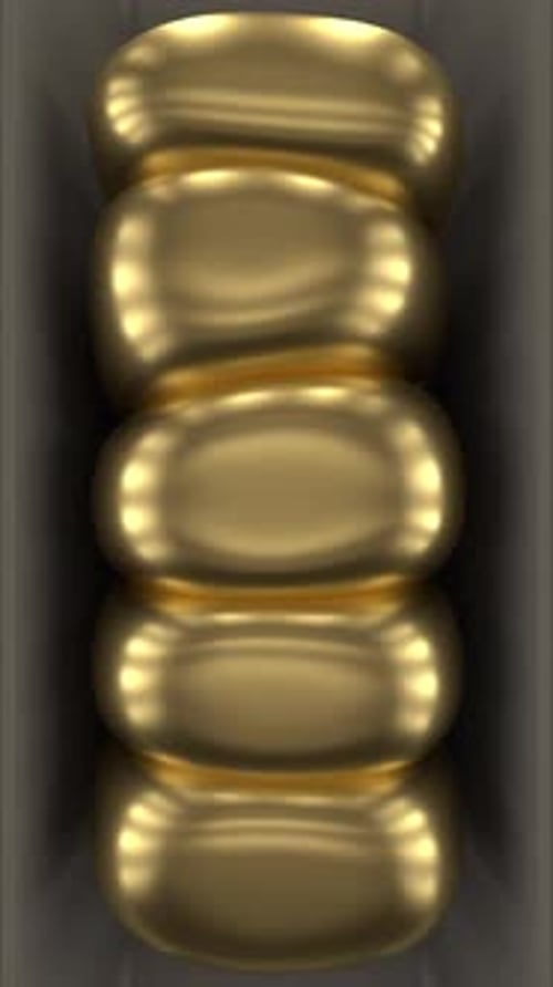 Gold Spheres Fluidly Stack and Unstack in Abstract Vertical Animation