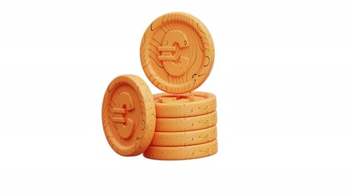 Rotating Stack of Stylized 3D Euro Coins