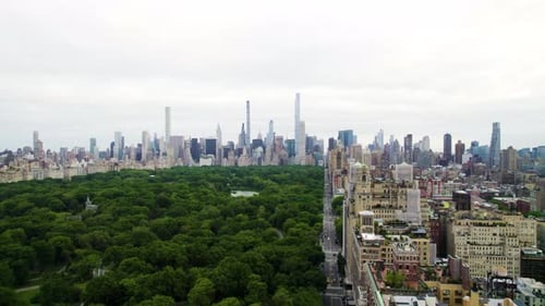 New York's Central Park West, facing downtown Manhattan