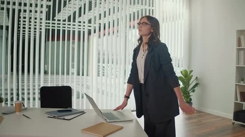 Office Manager Stretching Leg for Lumbar Spine Balance and Mindfulness at Work