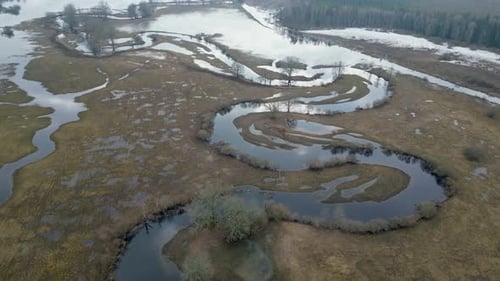 Drone flight over Soomaa river during 5th season when water level is high