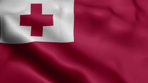Tonga National Flag Waving Seamless Loop Animation