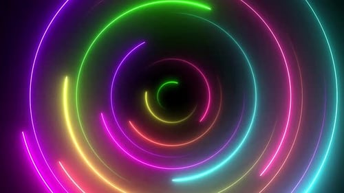 Vibrant Neon Concentric Circles Looping Animation