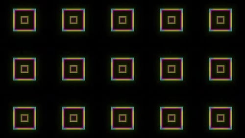 Abstract Neon Geometric Squares Looping Pattern Background