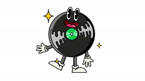 Retro Cartoon Vinyl Record Character Dancing Animation