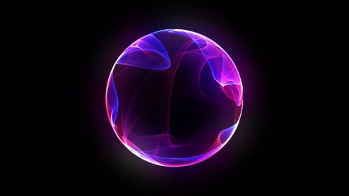 Abstract Neon Glowing Sphere with Fluid Energy Motion