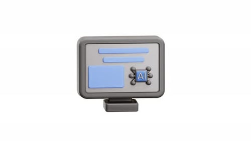 3d Computer Monitor Icon With An Ai Chip Symbol