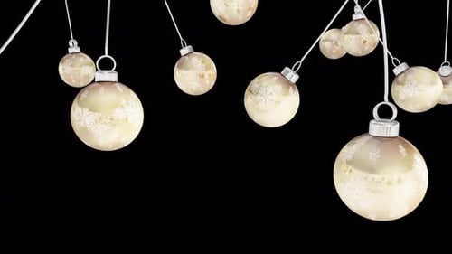 Elegant Golden Christmas Ornaments Swinging Festive Animation