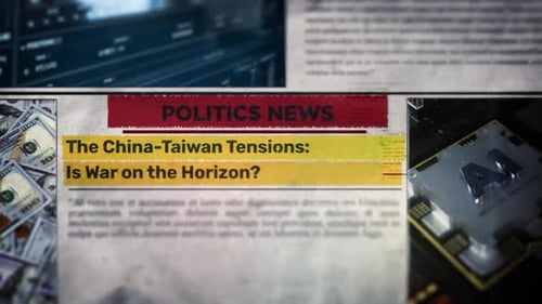 The China Taiwan Tensions Is War On The Horizon Headline Title On Newspaper