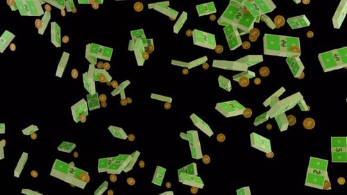 Seamless Looping Animation of Falling Money and Coins