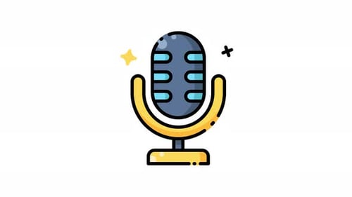 Microphone with a gold stand icon animation video