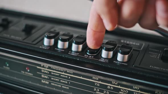 Finger Pressing Play and Stop on Boombox, Technology Stock Footage ft ...