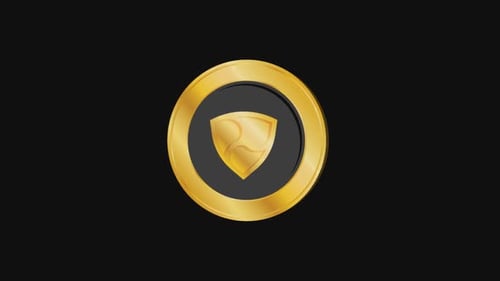 Rotating 3D Golden Shield Icon for Security and Protection