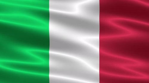 Waving Italian Flag Realistic Fabric Animation