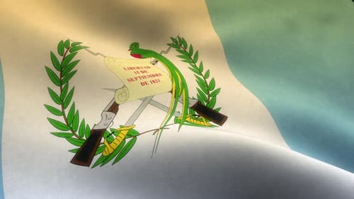 Guatemala National Flag Waving with Realistic Fabric Texture