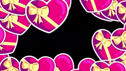 Animated Pink Heart Gift Box Frame