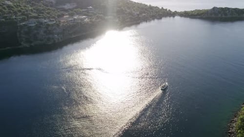 Aerial Top Down View of Rich Yacht Sailing Sea Luxury Sail Boat Yachting