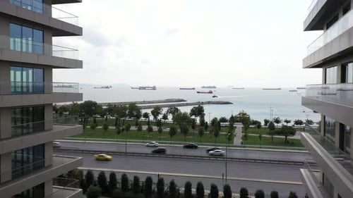 Vue aérienne de la mer de Marmara depuis Istanbul