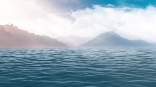 Calm sea surface close-up in slow motion in the evening.