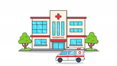 4K Hospital And Ambulance Animation