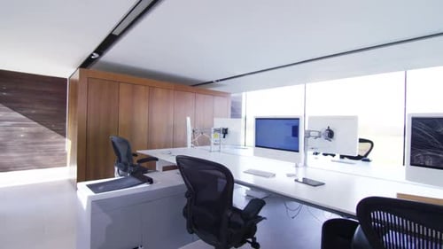 Interior view of empty contemporary office with lots of natural light
