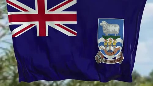 Realistic Falkland Islands Flag Waving Loop