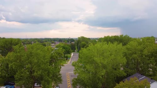 Panoramic City View of Ste-Catherine, Canada with Rain Forecast