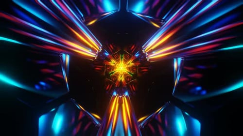 Remolinos de neón multicolor en un psicodélico bucle VJ