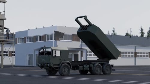 Military Missile Launcher Truck Fires and Jet Explodes