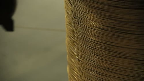 Close up of tightly wound spool of wire