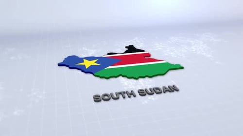 3D Map of South Sudan with Flag and Country Name Reveal