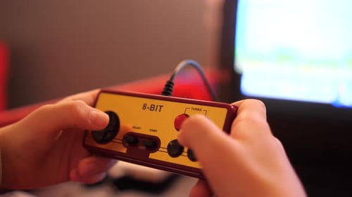 Hands Play Retro 8-Bit Video Game Controller