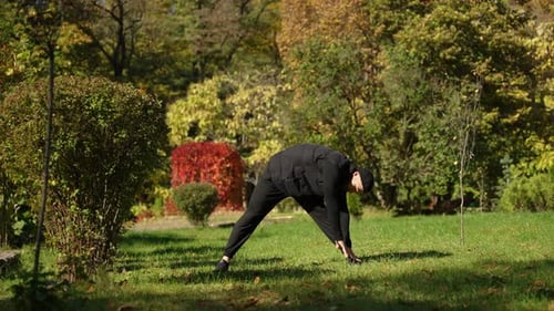 A Young Man is Doing Sports in the Park
