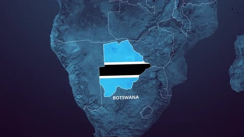 Modern 3D Map Outline Animation Reveals Botswana Flag