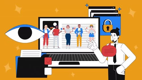 Digital privacy and user profiling 2D mixed media animation